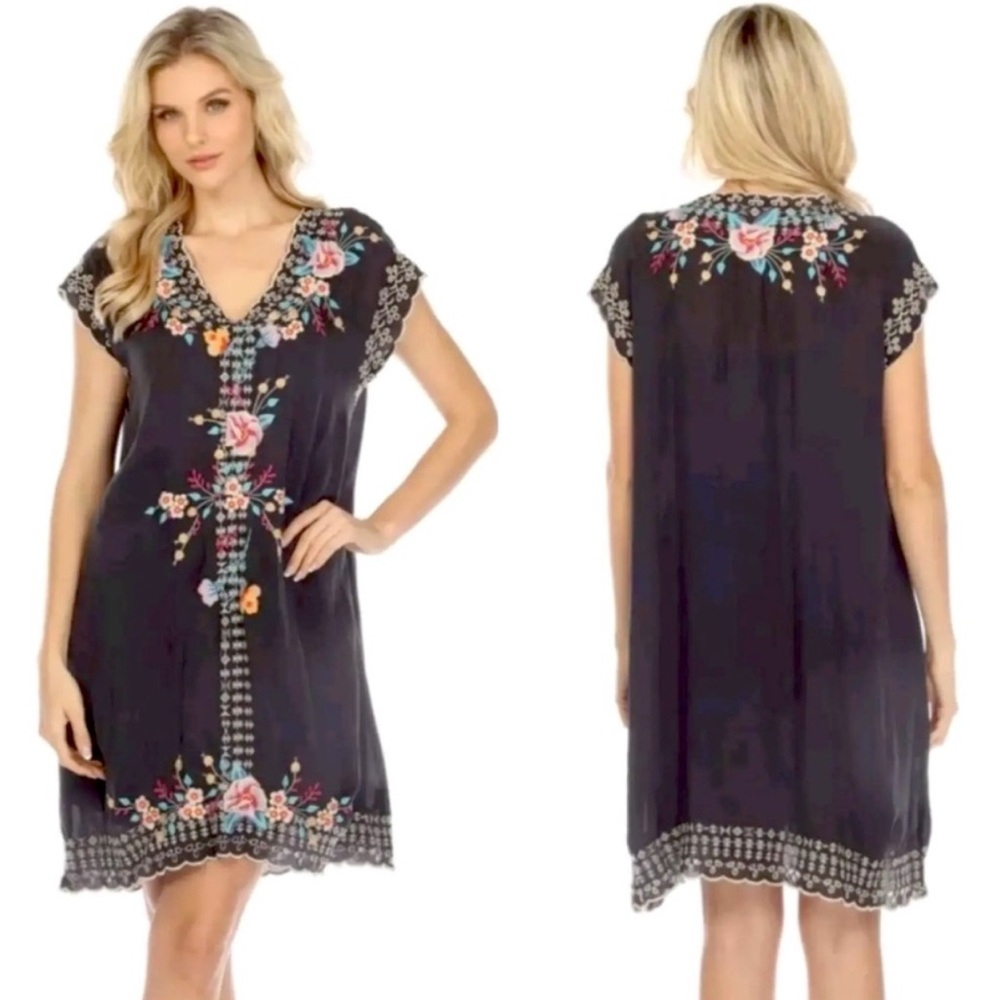 Johnny Was Keva Floral Embroidered Slip Dress